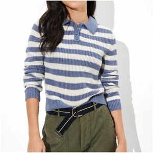 AMERICAN EAGLE Striped Blue and White Sweater size S